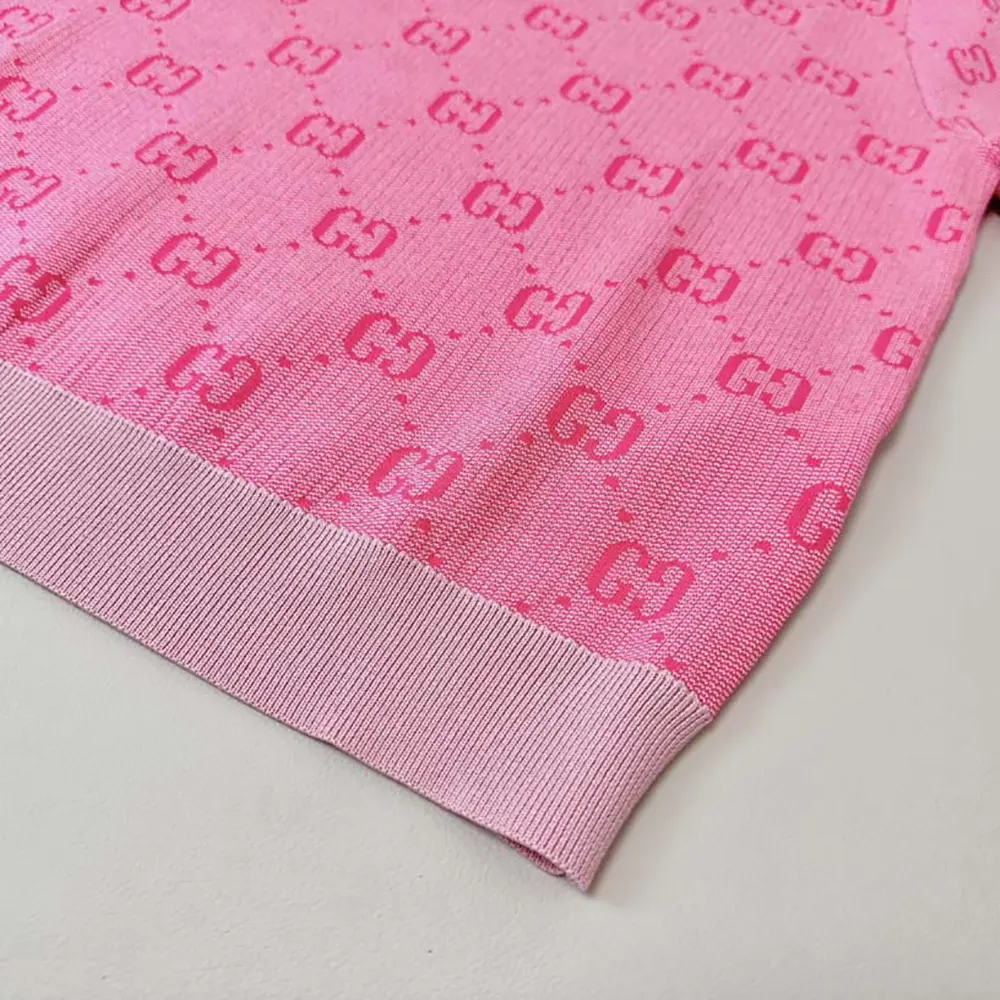 Gucci Women GG Wool Jacquard Polo-Pink 773631XKDK55152