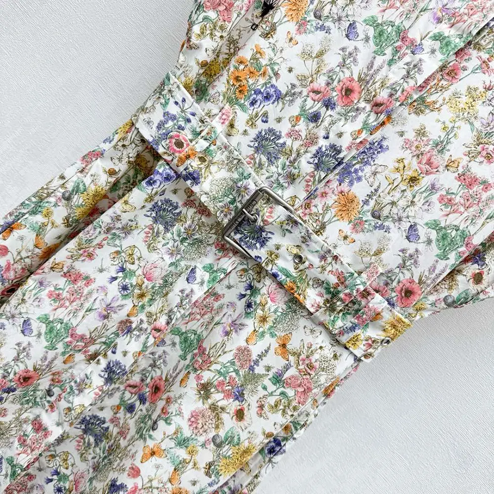 Dior Women Mid-Length Belted Shirtdress Cotton and Silk Poplin 557R71A3B50