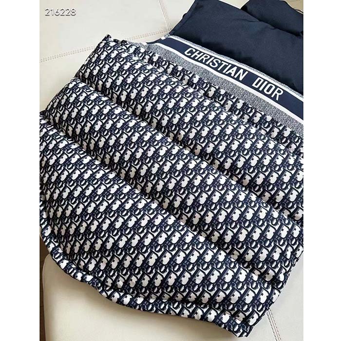 Dior Men CD Reversible Puffer Vest Blue Ecru Dior Oblique Quilted Technical Taffeta