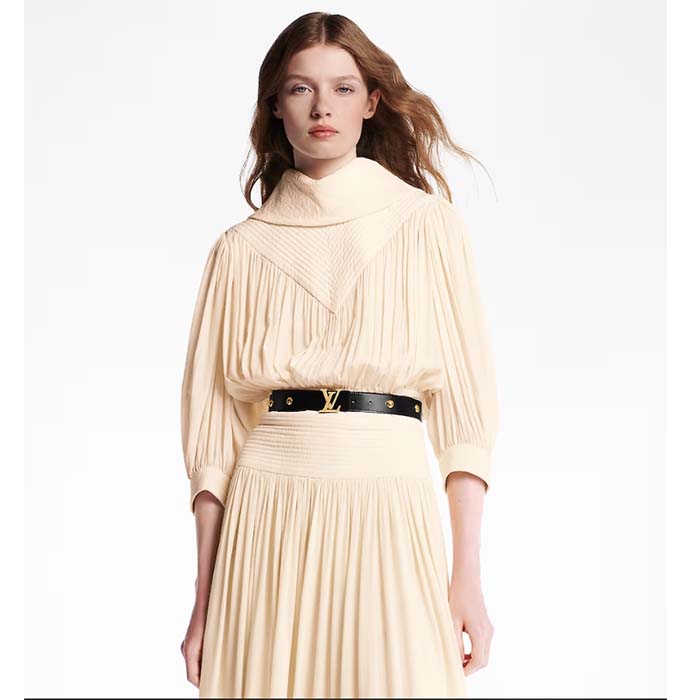 Louis Vuitton Unisex LV Initiales Studs 30mm Reversible Belt Black Leather Metal Studs