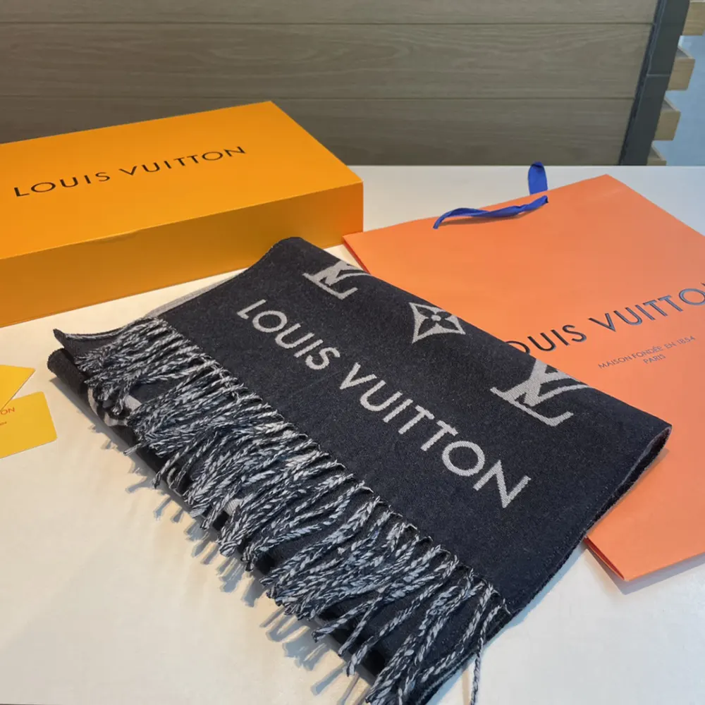 Louis Vuitton Unisex All About Monogram Scarf-Navy M79130