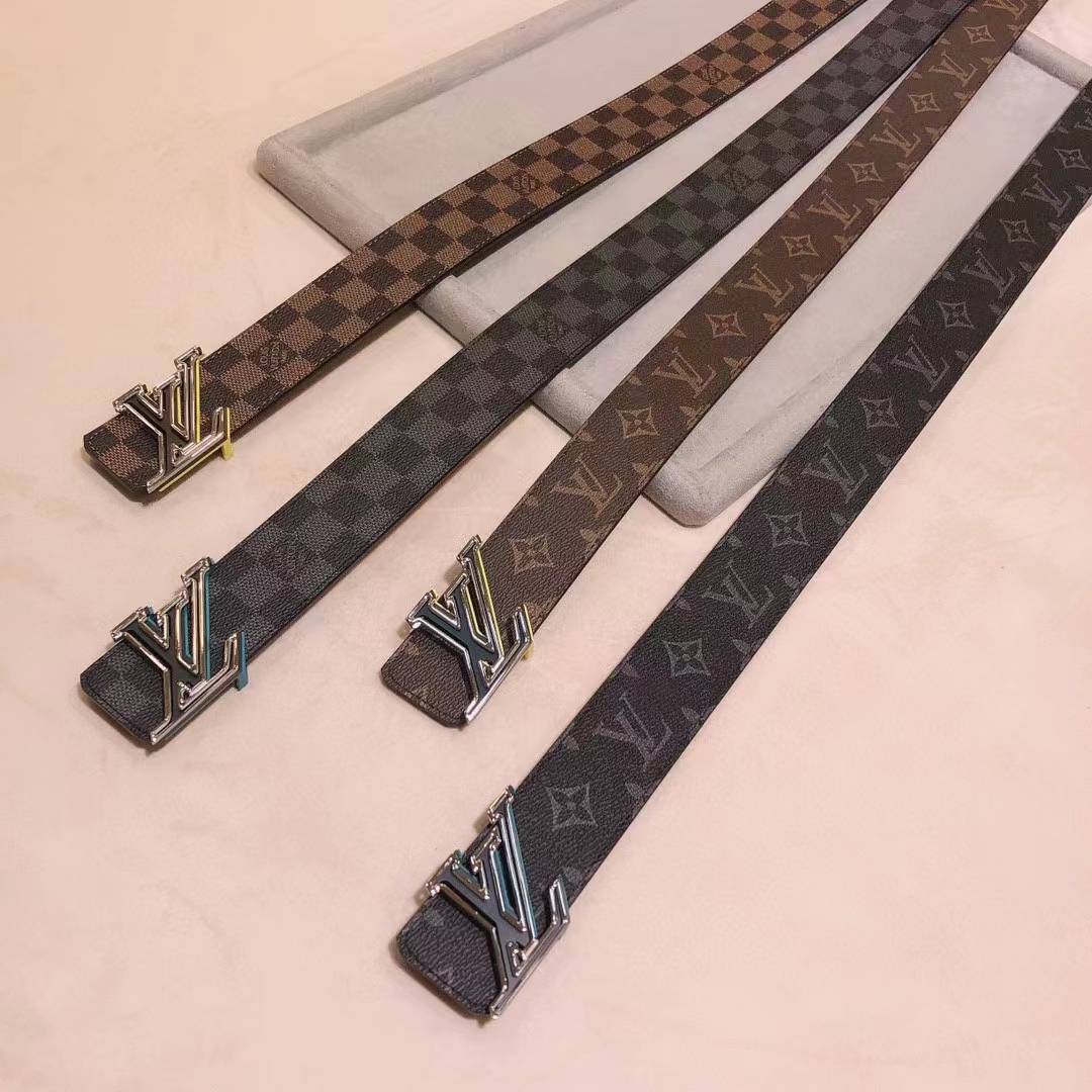 Louis Vuitton Unisex LV Speed 40mm Reversible Belt Turquoise Blue Monogram Eclipse Coated Canvas Leather