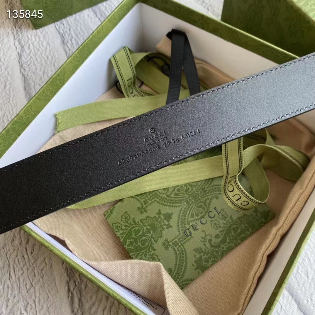 Gucci Unisex GG Belt with Square Buckle and Interlocking G 3.6 cm Width