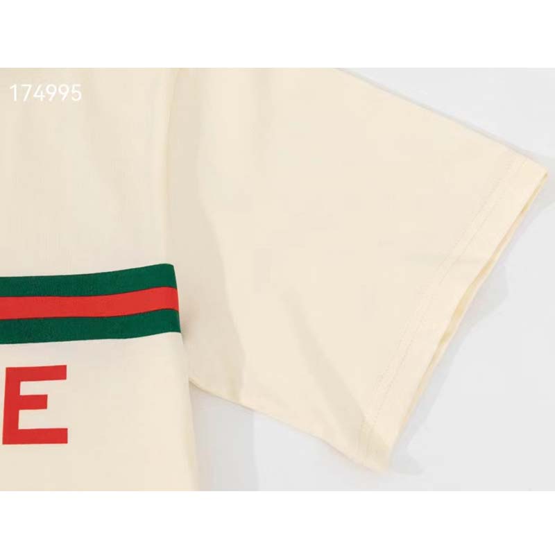 Gucci GG Men Gucci Boutique Print Oversize T-Shirt White Cotton Jersey Crewneck