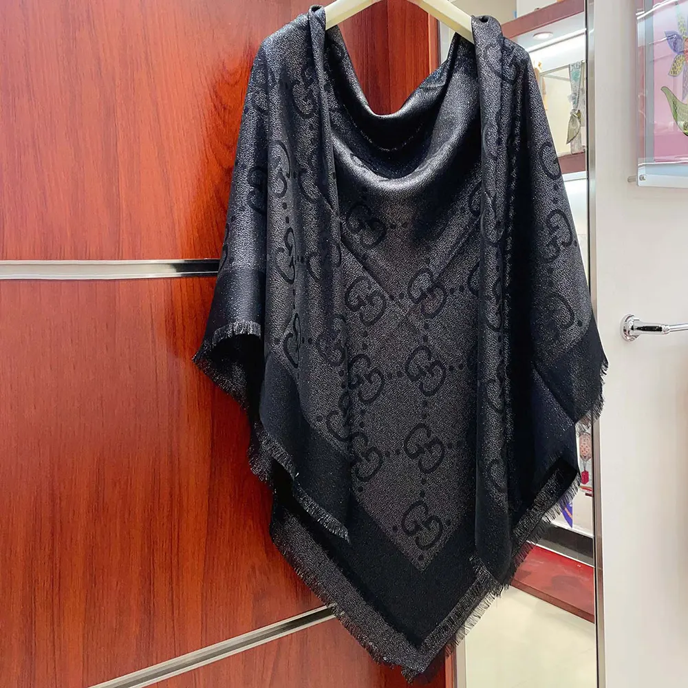 Gucci Unisex GG Jacquard Silk Wool Shawl-Black 6636713GC431000