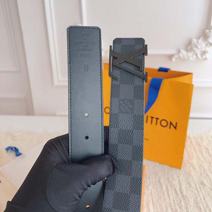Louis Vuitton Unisex LV Initiales 40 MM Reversible Belt Grey Canvas Calf Leather M0213T