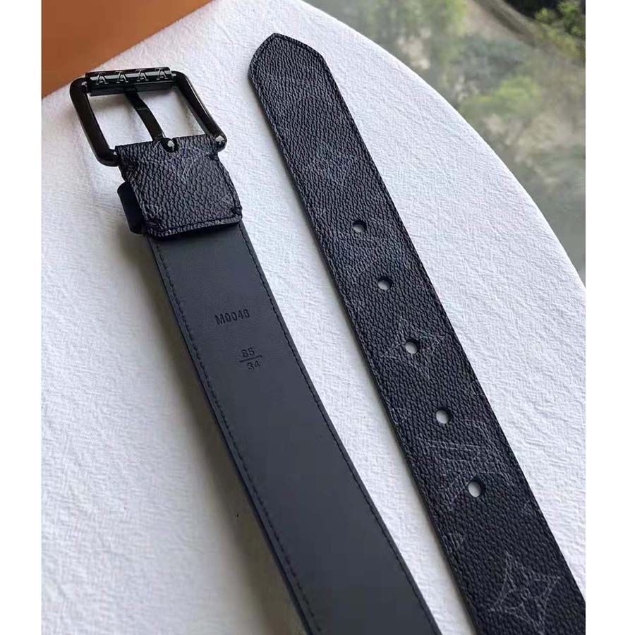 Louis Vuitton LV Unisex Voyager 35mm Belt in Monogram Eclipse Canvas