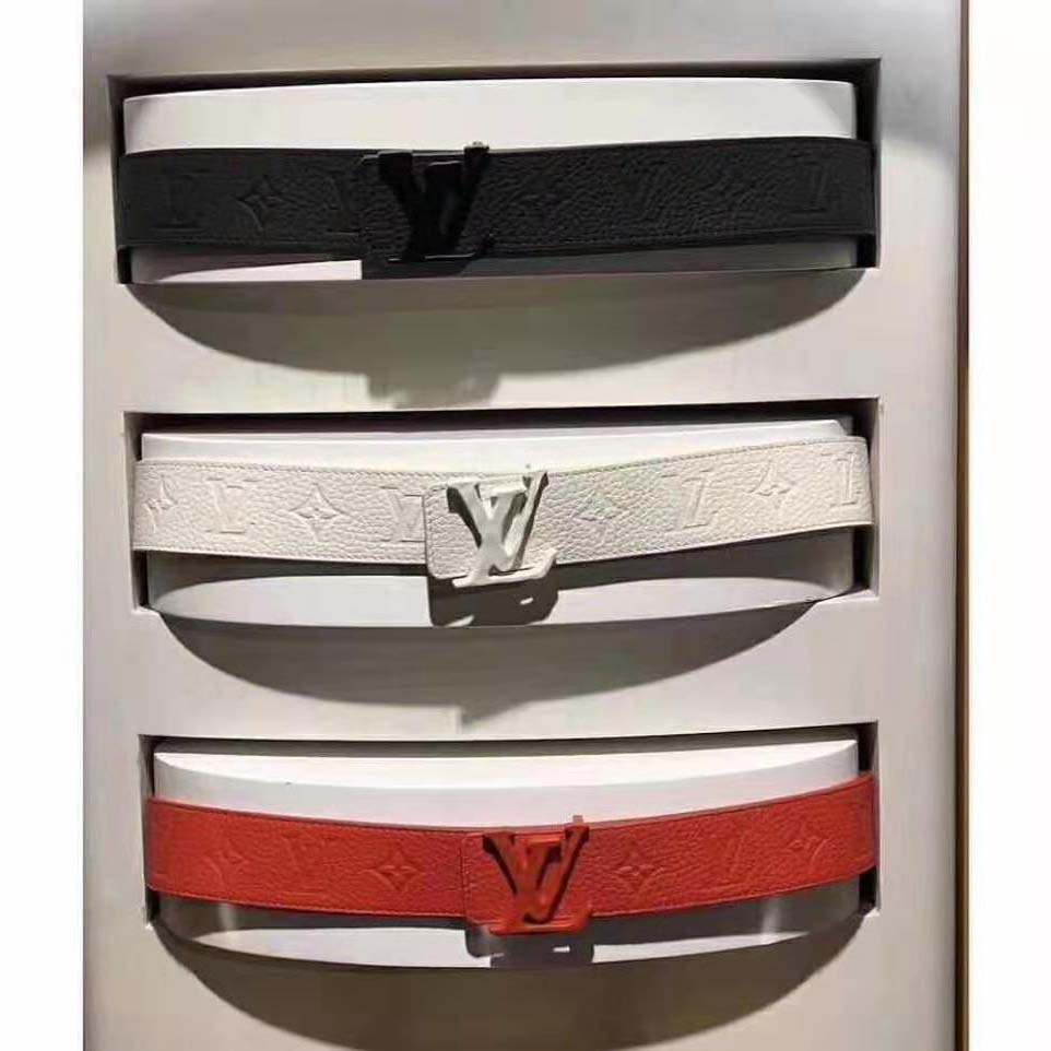 Louis Vuitton LV Unisex Ceinture LV Shape 40mm Belt in Lanière En Cuir Taurillon Embossé