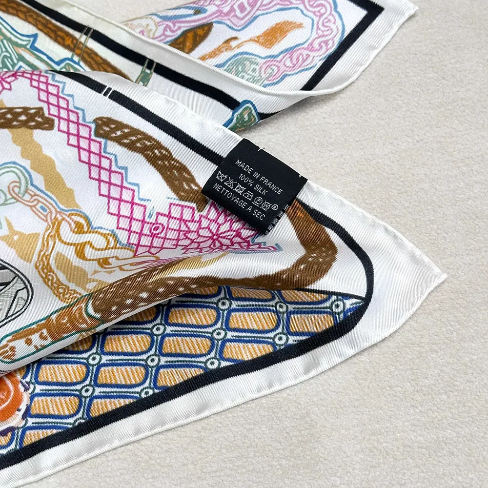 Hermes Women Super Silk Quest Detail Scarf 90 Blue Twill