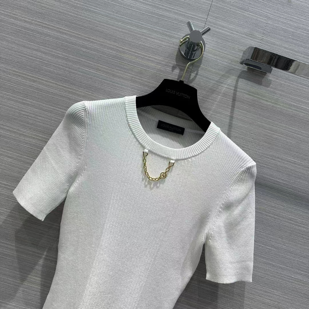 Louis Vuitton Women LV Ribbed Knit Top Wool Cashmere Milky White 1AC4GM