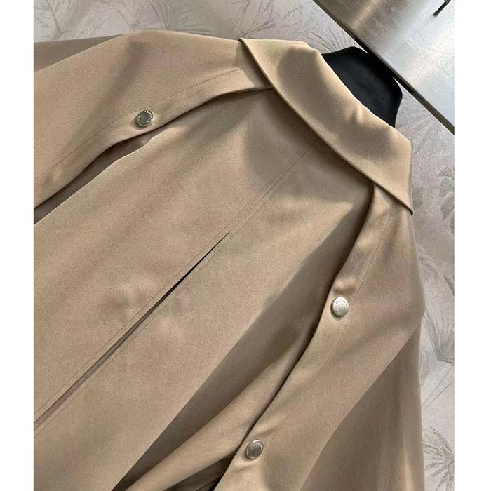 Dior Women CD Cape-Effect Peacoat Beige Cotton Gabardine