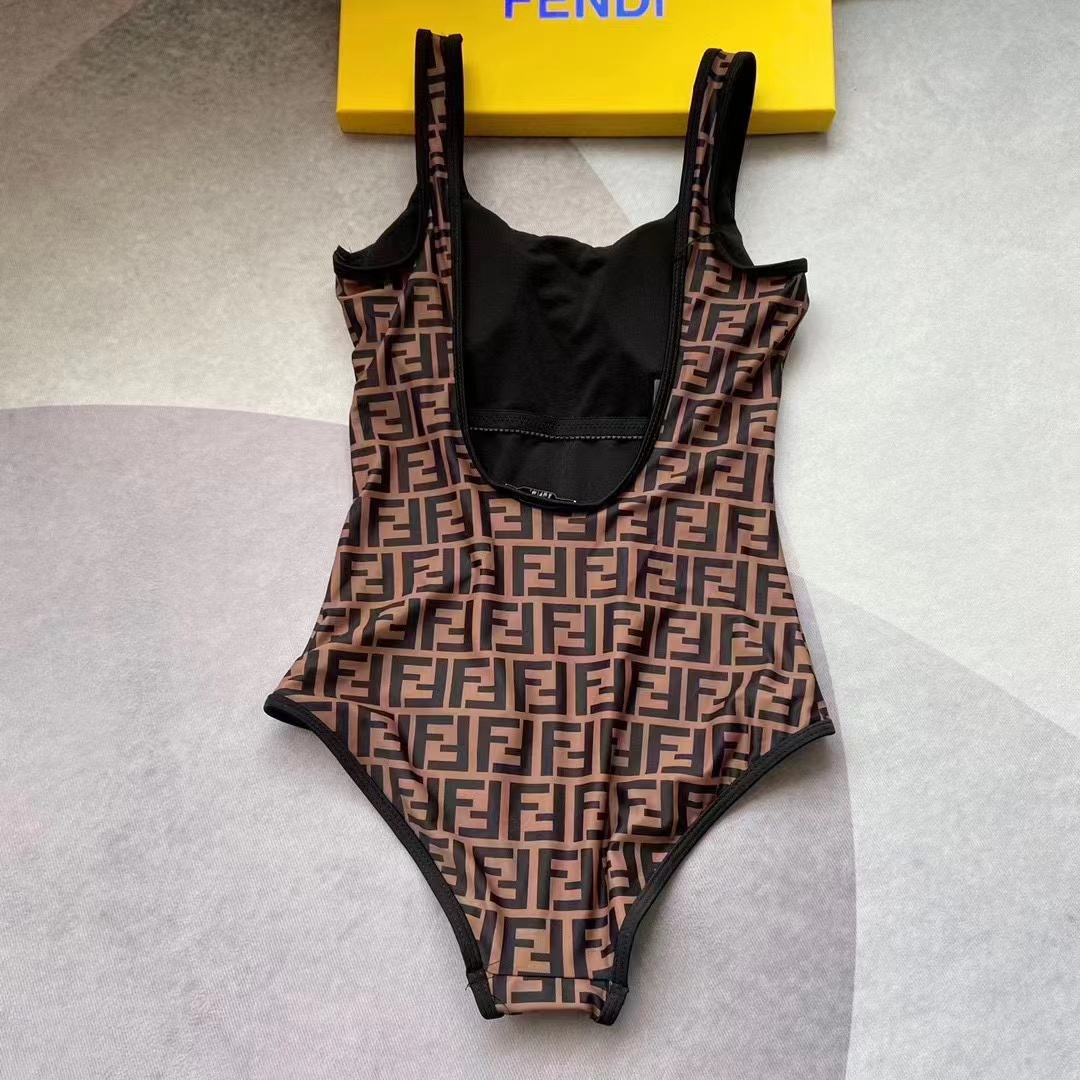 Fendi Women FF Swimsuit Brown Lycra Swimsuit