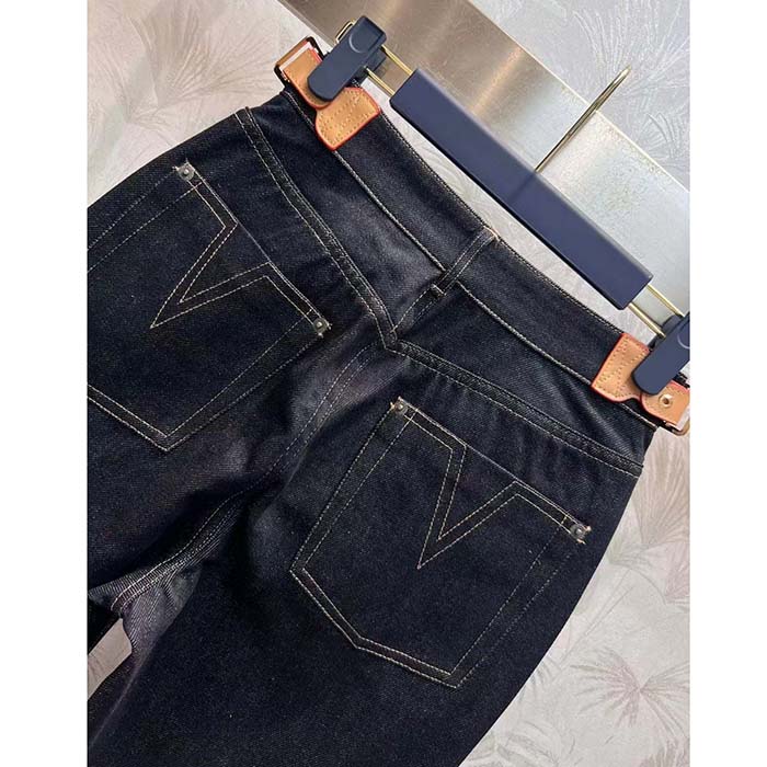 Louis Vuitton Women LV Eyelet Tab Jeans Navy Cotton 1AFGME