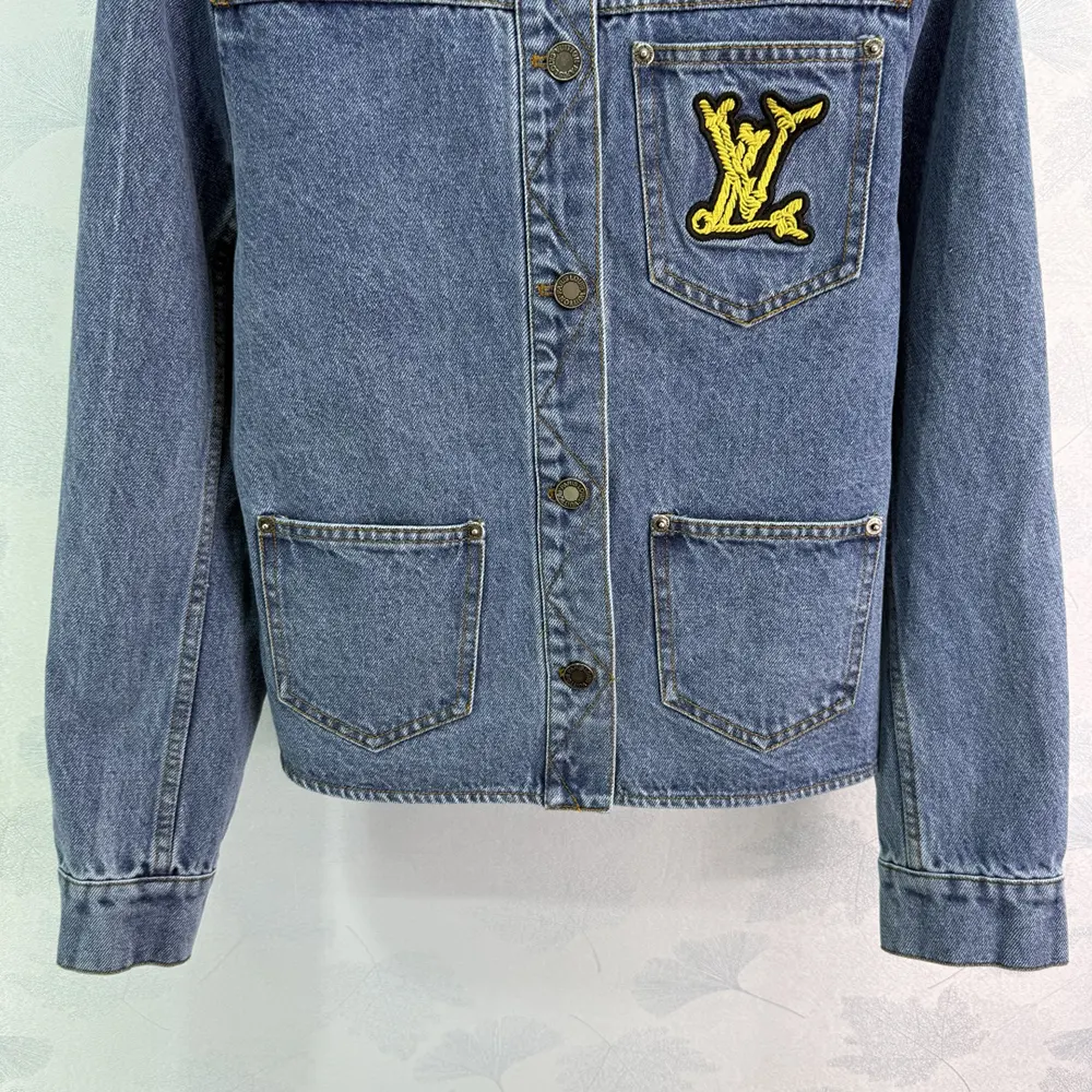 Louis Vuitton Women Denim Fitted Jacket-Blue 1AHHS5