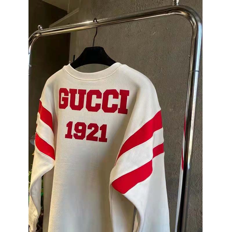 Gucci GG Women Gucci 100 Cotton Sweatshirt Off-White Heavy Felted Jersey