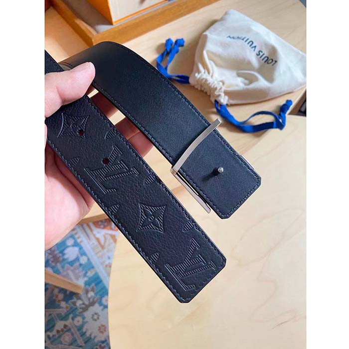 Louis Vuitton Unisex LV Shadow 40 MM Reversible Belt Black Monogram Shadow Smooth Leather