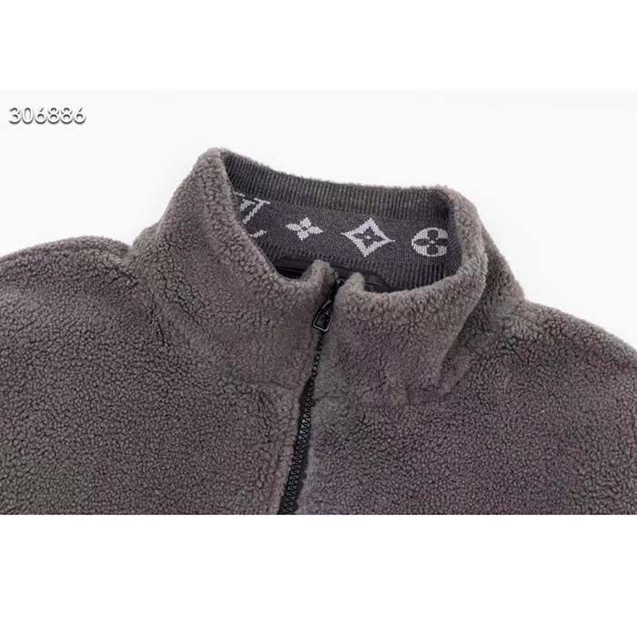 Louis Vuitton Women LV Fleece Blouson Regular Fit Front Zipped Closure Volcanic Ash