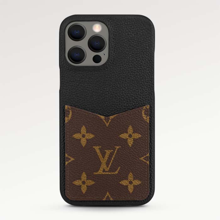 Louis Vuitton LV Unisex Apple IPhone Bumper Pallas Brown Monogram Canvas Black Calf Leather
