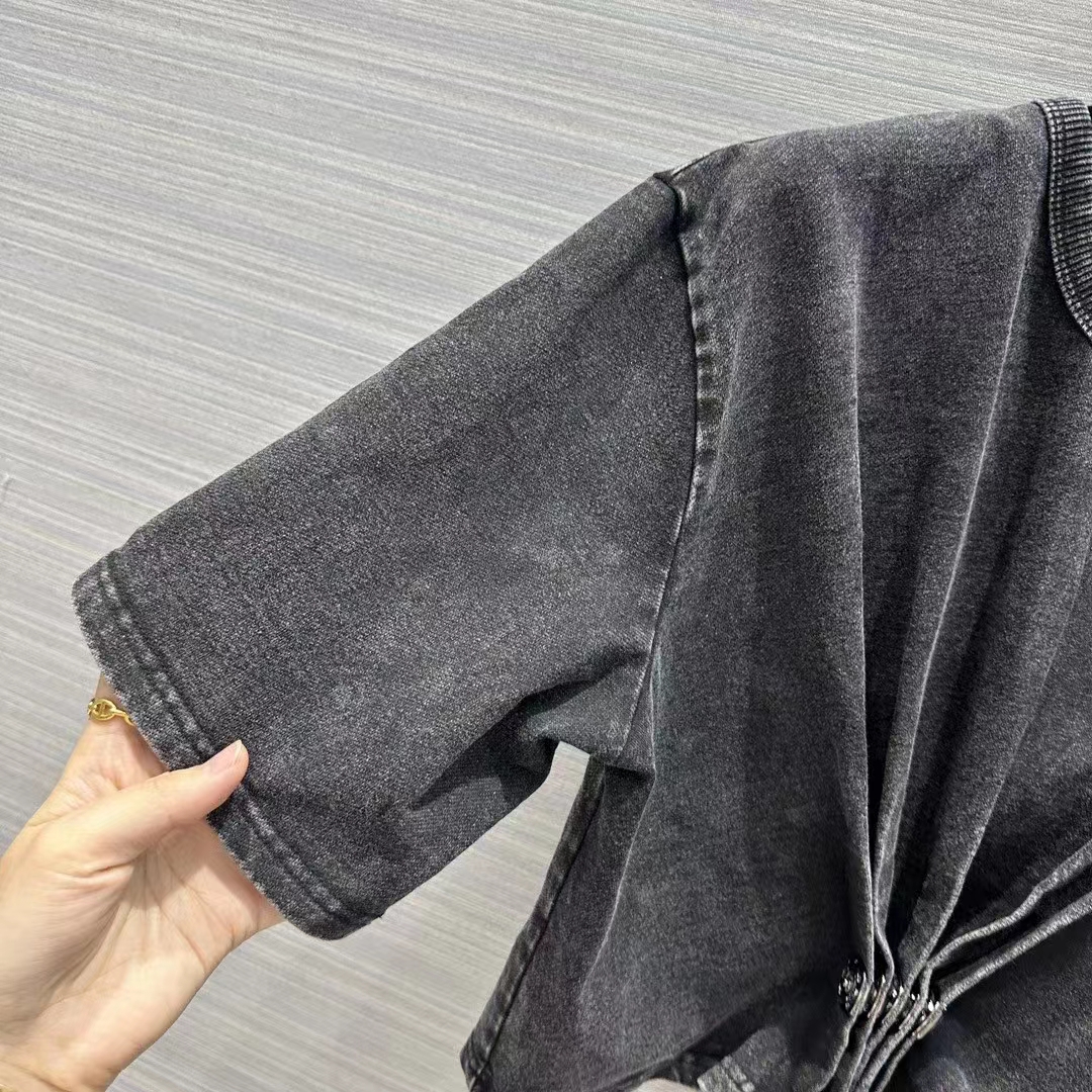 Louis Vuitton Women LV Snap Button T-Shirt Cotton Metal Grey Regular Fit