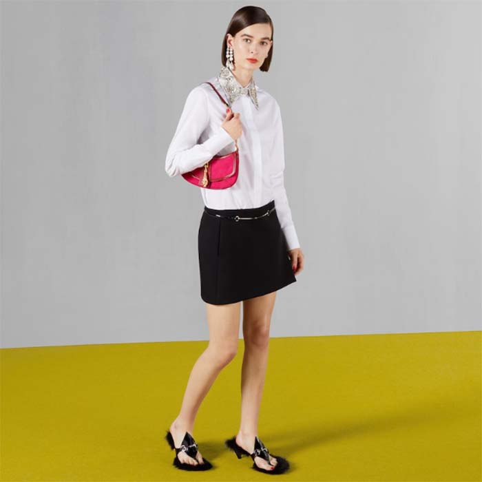 Gucci Women GG Cotton Poplin Shirt Embroidery Long Sleeves Concealed Placket