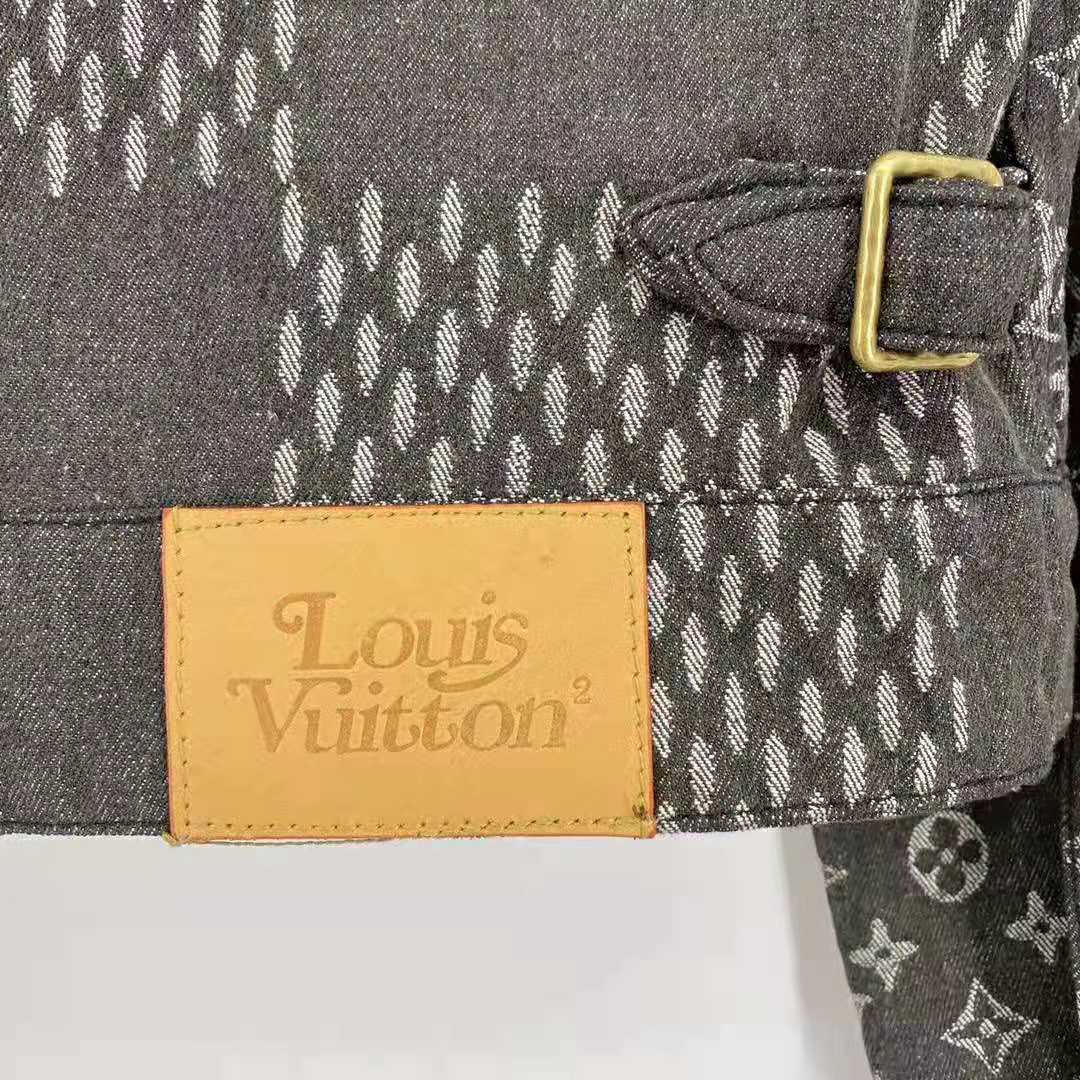 Louis Vuitton Women Giant Damier Waves Monogram Denim Jacket Cotton Regular Fit-Black