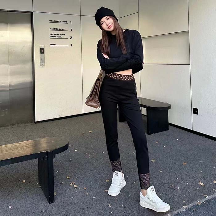 Louis Vuitton Women LV Leggings Monogram Elastic Belt Polyamide Elastane Black Fitted