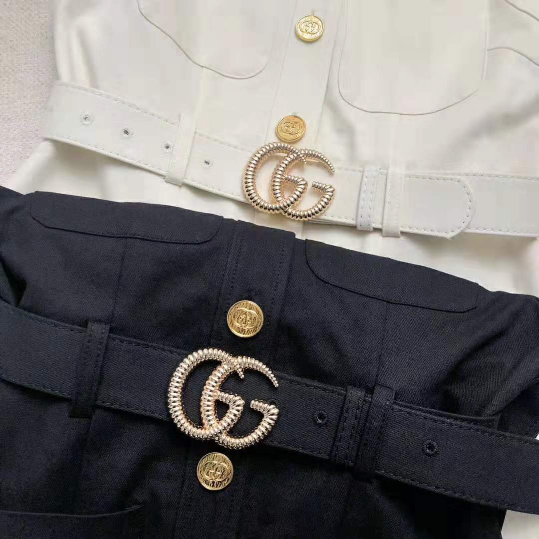 Gucci Women Cady Silk Wool Vest with Double G-White