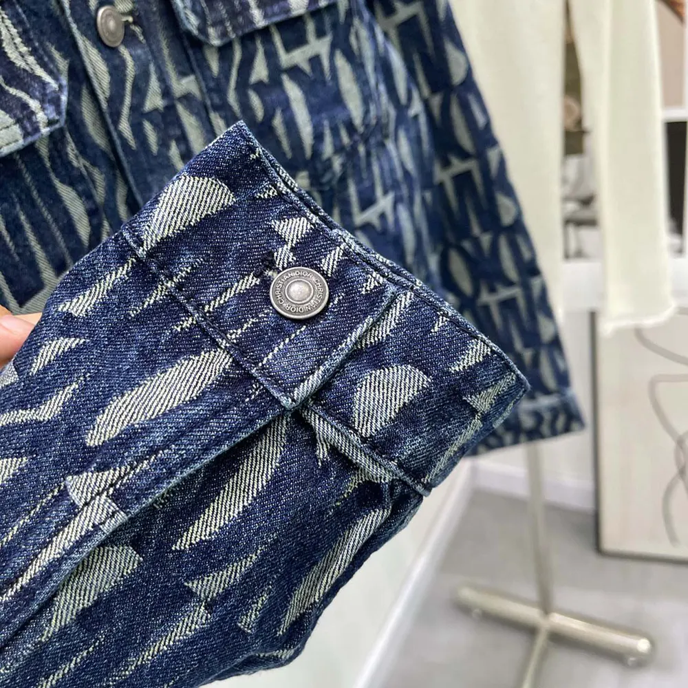 Dior Men Jacket Cotton Denim with Blue Miss Dior Allover Motif