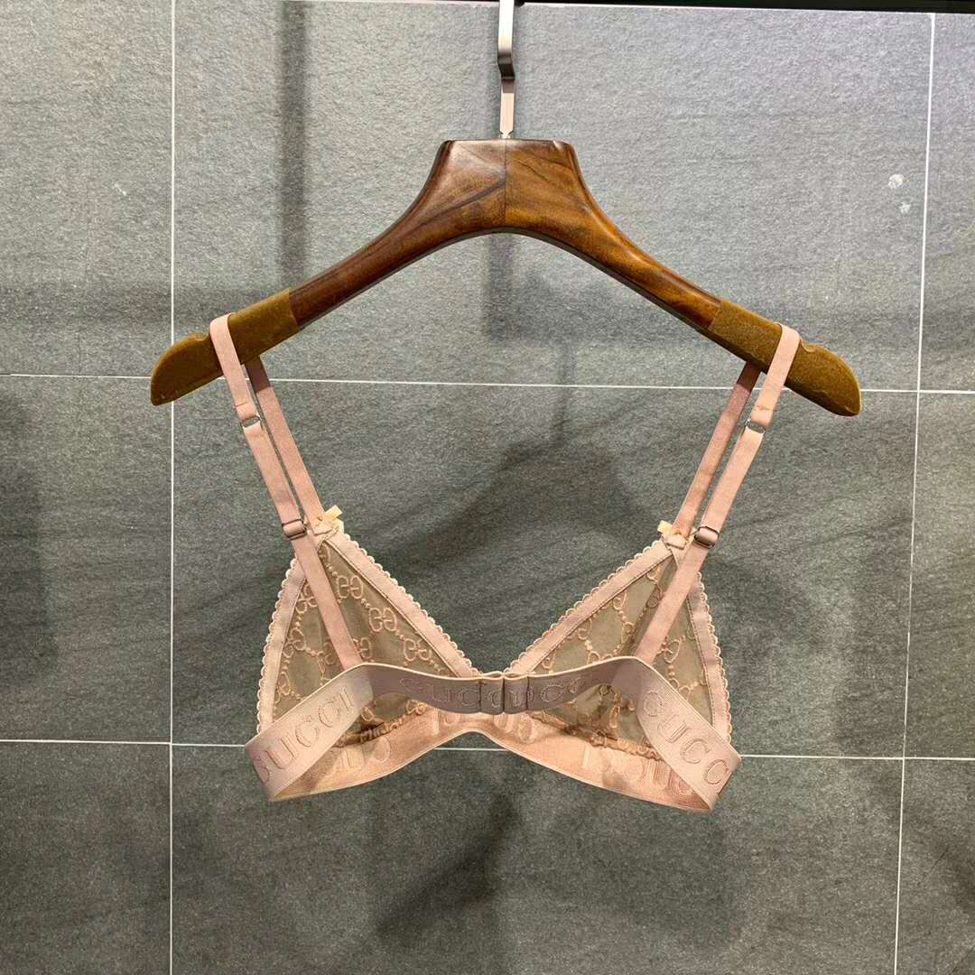 Gucci GG Tulle Lingerie Set GG Embroidered Tulle Cotton-Sandy