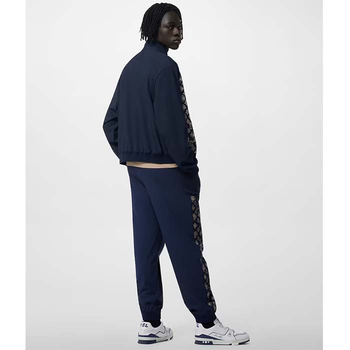 Louis Vuitton Men LV Technical Cotton Zipped Track Top Regular Fit Monogram Sand Jacquard High Jersey Collar