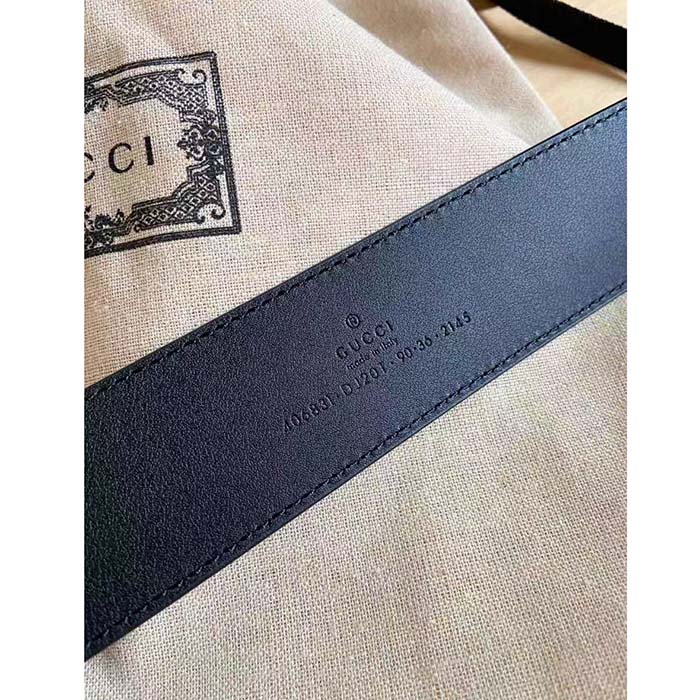 Gucci Unisex Marmont Belt Maxi GG Canvas Black Double G Buckle 3.8 CM Width