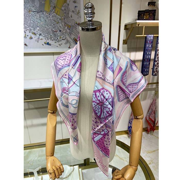 Louis Vuitton LV Women Kit 90 Square Sunrise Pastel Silk Print Monogram Pattern