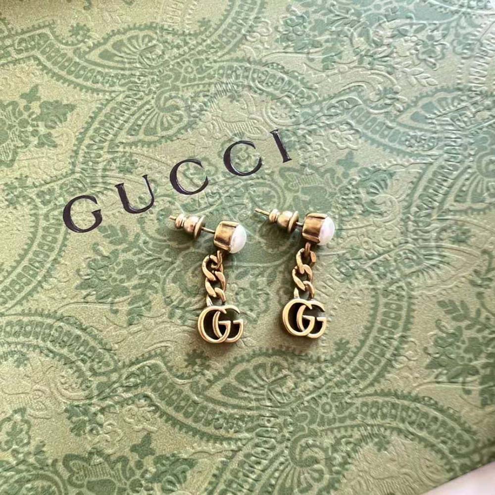 Gucci Women Pearl Double G Earrings