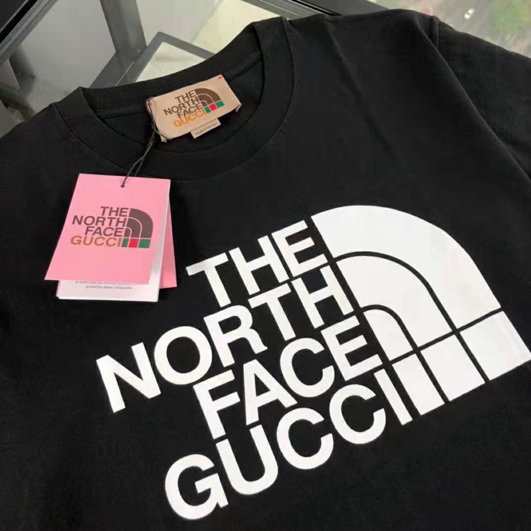Gucci Men The North Face x Gucci Cotton T-Shirt Black Jersey Crewneck Oversize Fit