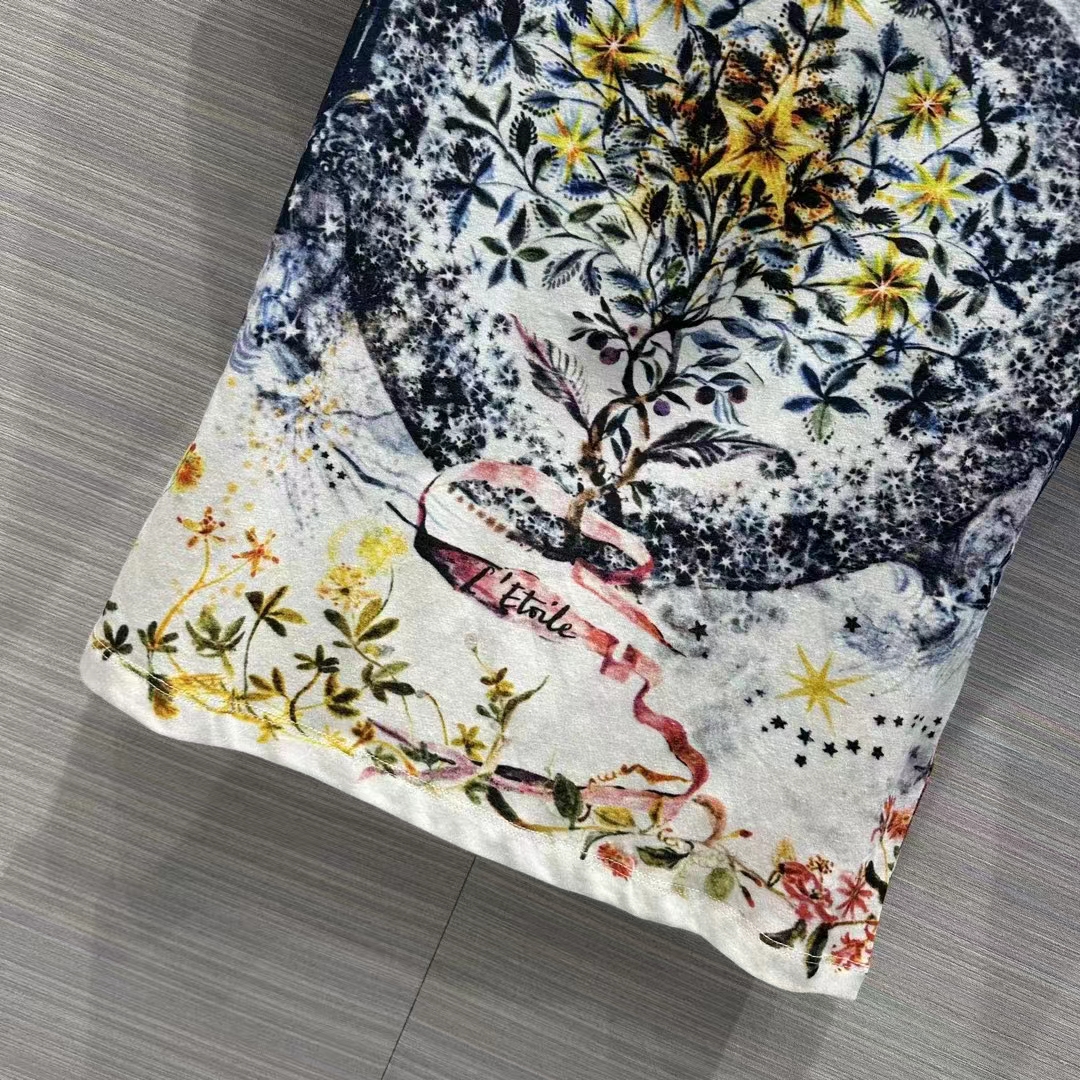 Dior Men CD T-Shirt White Cotton Jersey Multicolor Tarot L’Étoile Motif