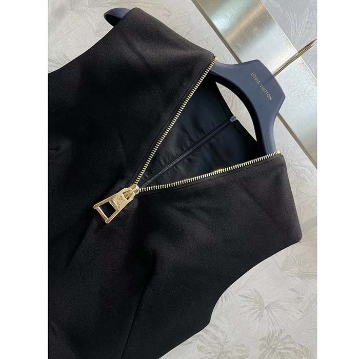 Louis Vuitton LV Women Zipper Neckline Dress Wool Silk Black 1AFGB1