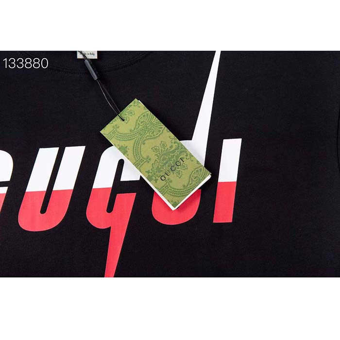 Gucci Men GG T-Shirt Gucci Blade Print Black Cotton Jersey Crewneck