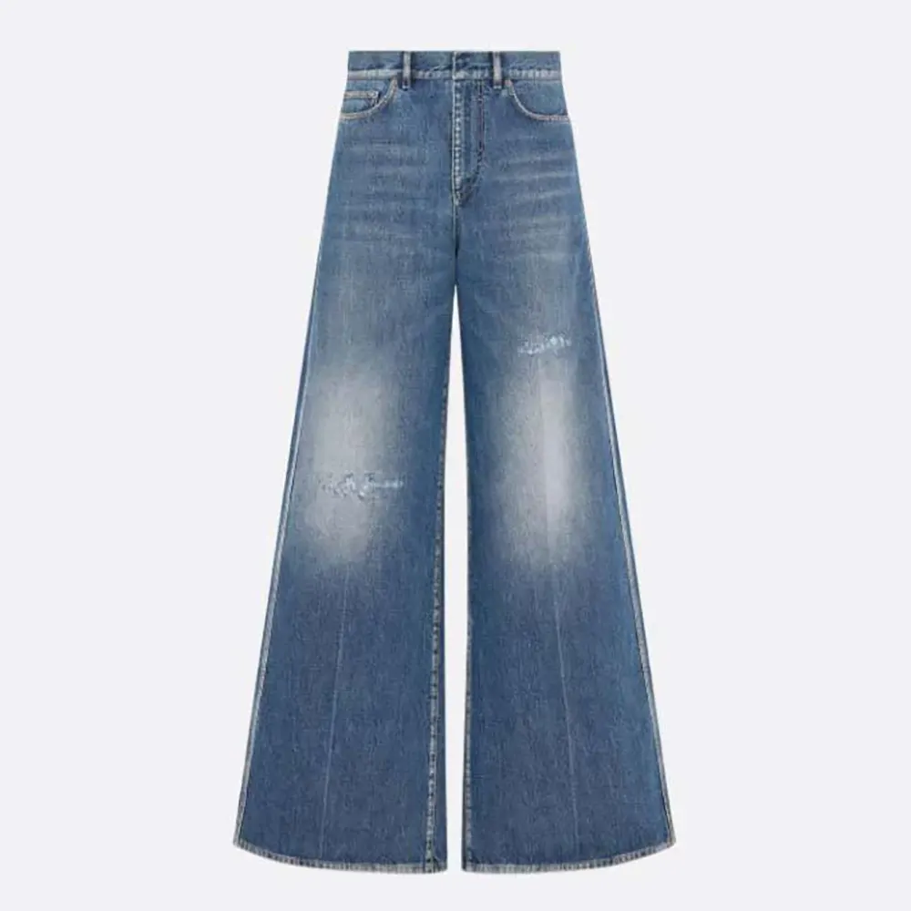 Dior Women Flared Jeans Blue Stonewashed Cotton Denim