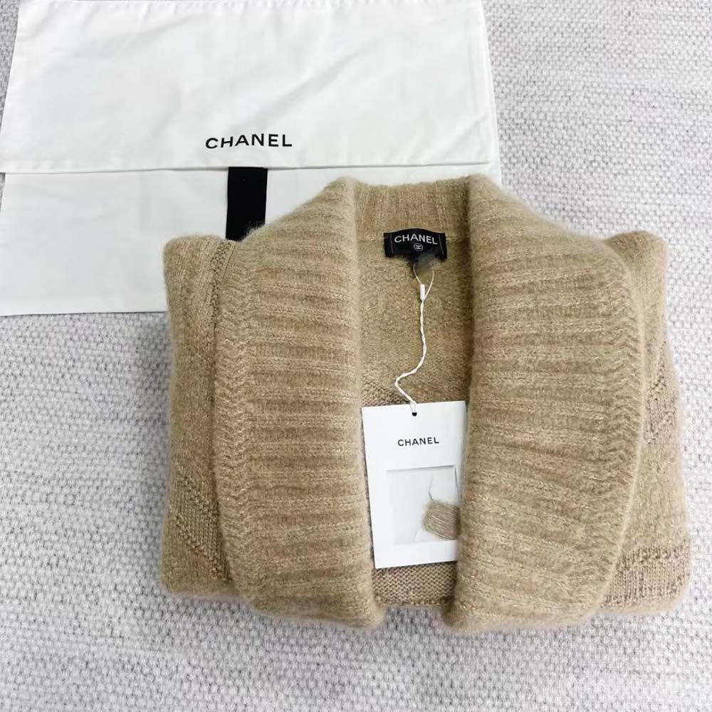 Chanel Women CC Waist Tied Long Sleeved Knitted Sweater