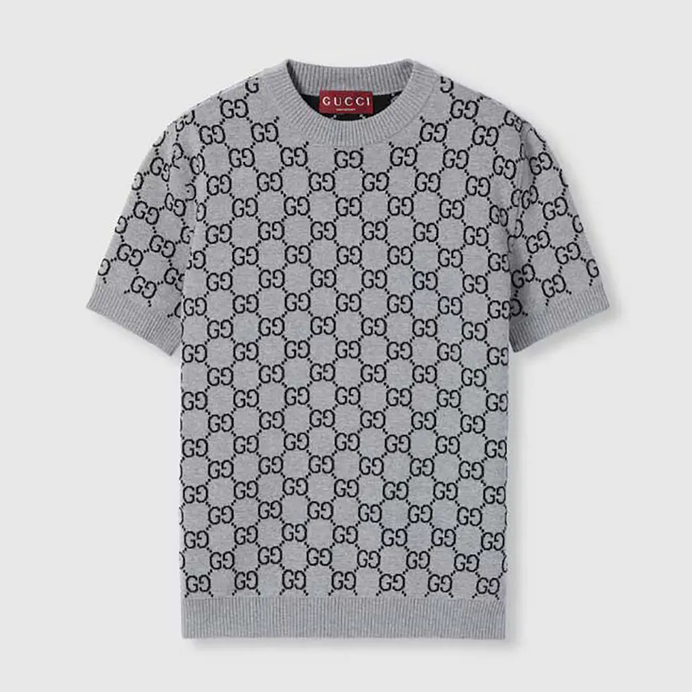 Gucci Women Reversible GG Wool Jacquard Top-Grey 798159XKD8T1045