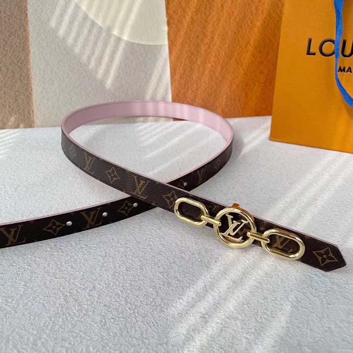 Louis Vuitton Unisex LV Circle Prime 20 MM Reversible Belt Jasmine Pink Calf Leather Verso Side