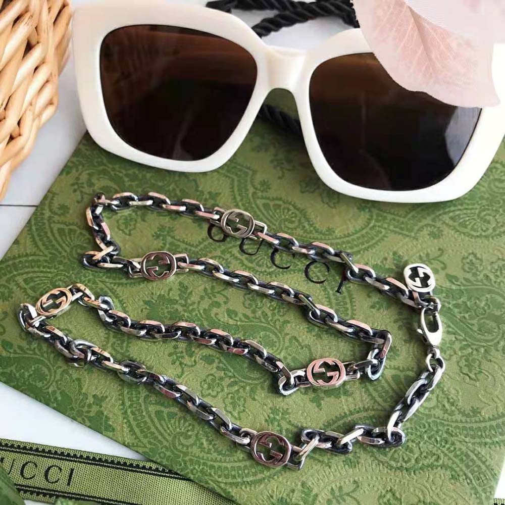 Gucci Women Silver Necklace with Interlocking G