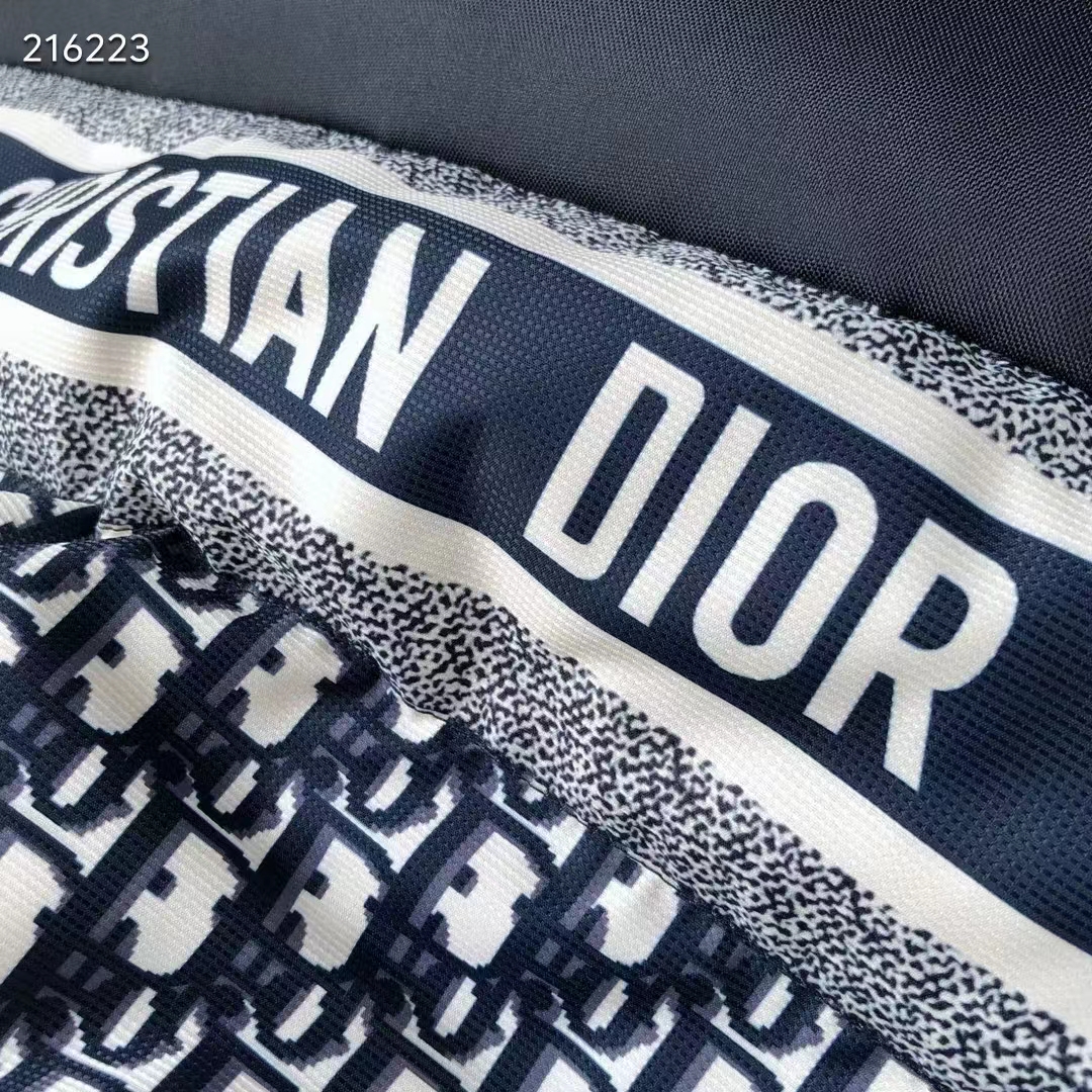 Dior Men CD Reversible Long Puffer Jacket Blue Ecru Dior Oblique Quilted Technical Taffeta