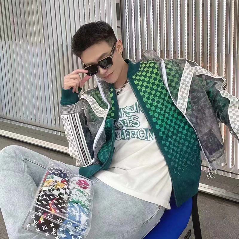 Louis Vuitton LV Men Organza Track Top Polyester Translucent Regular Fit