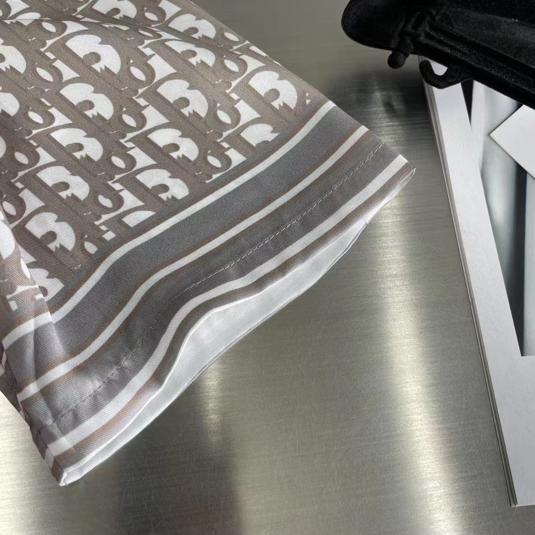 Dior Men CD Dior Oblique Bermuda Shorts Beige Silk Twill