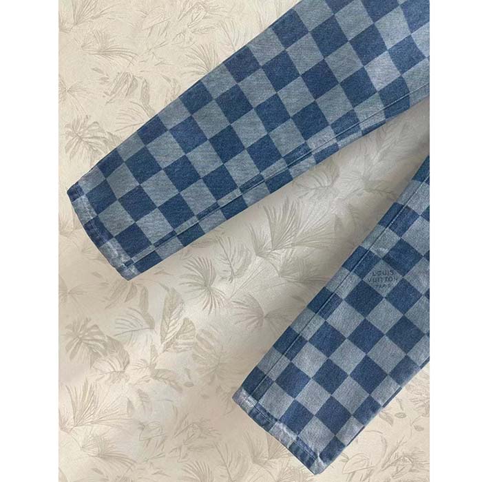 Louis Vuitton Men LV Damier Jeans Skirt Cotton Blue Regular Fit 1AFGNR