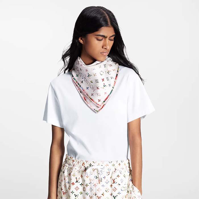 Louis Vuitton Women LV Garden Square 90 White Silk Inkjet Print Garden