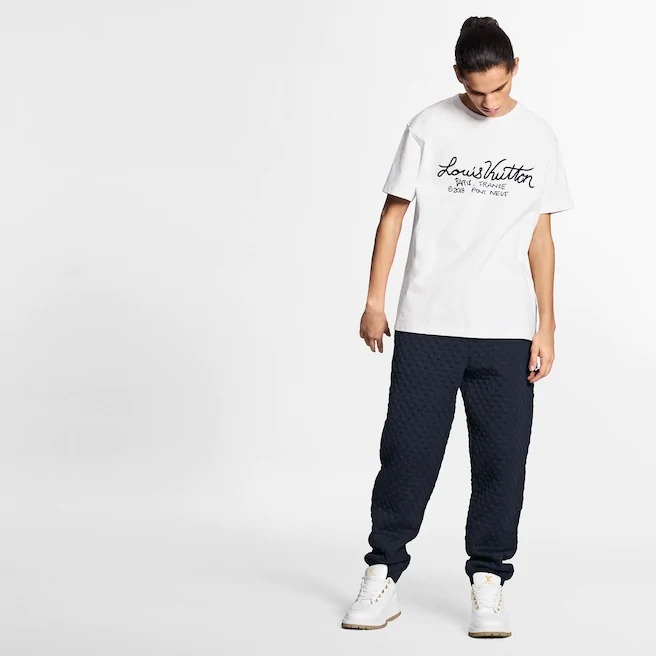 Louis Vuitton LV Men Pont Neuf Signature Print & Embroidery T-Shirt