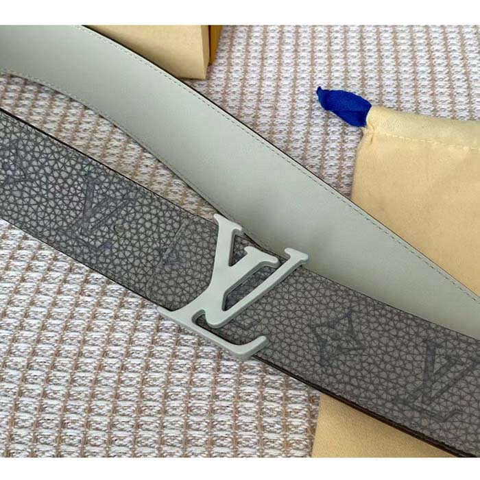 Louis Vuitton Unisex LV Shape MNG Climbing 40 MM Grey Reversible Belt Monogram Taurillon Leather