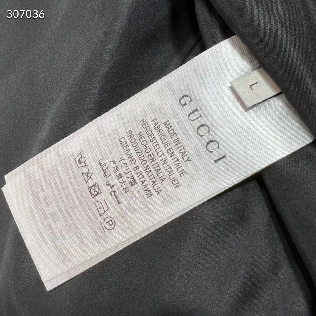 Gucci Women Nylon Down Jacket GG Inserts Feather Padding Lined High Neck Velcro Cuffs